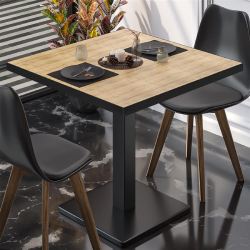 Bistro tables: HPL, live edge, solid, glass