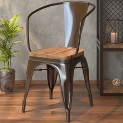 Krzesła | Z Podłokietnikiem | Siedzisko z Drewna i Metalu