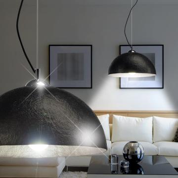 Skärm hängande lampa Modern | Shabby | Vintage | Svart | Silver | Glasfiber