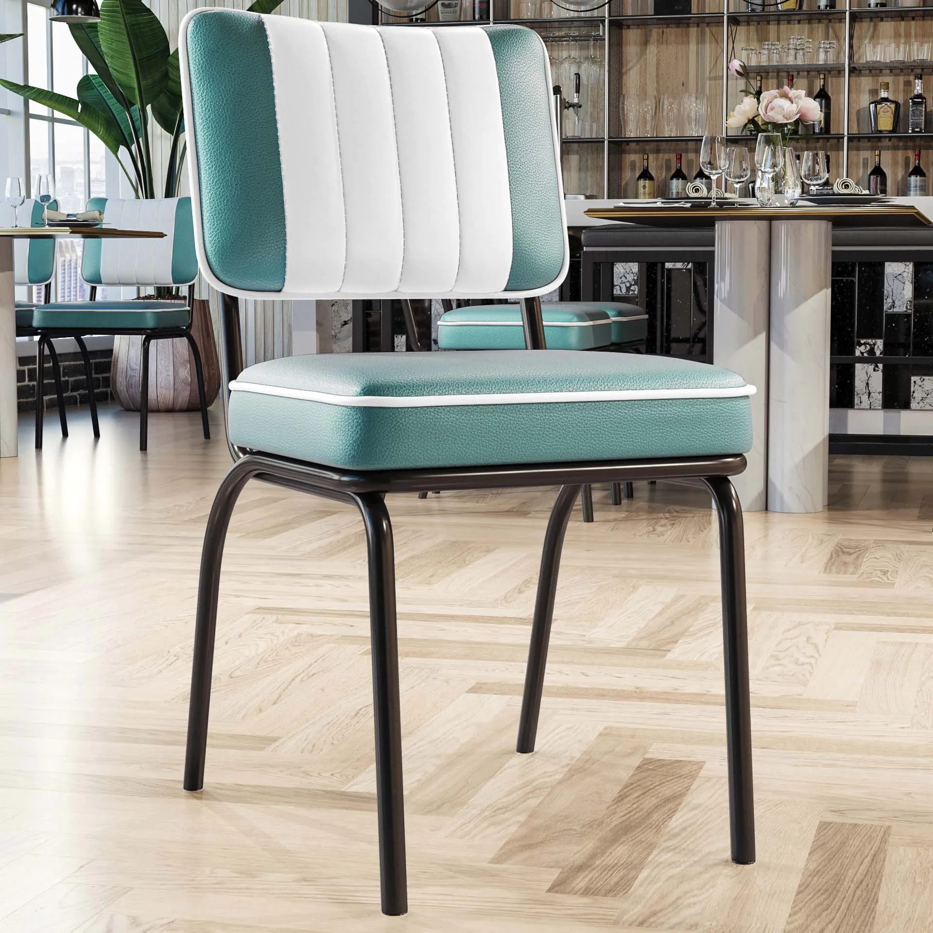 DINER STEEL BLACK | Diner Leather GmbH Chair | | International - Möbel GGM Turquoise