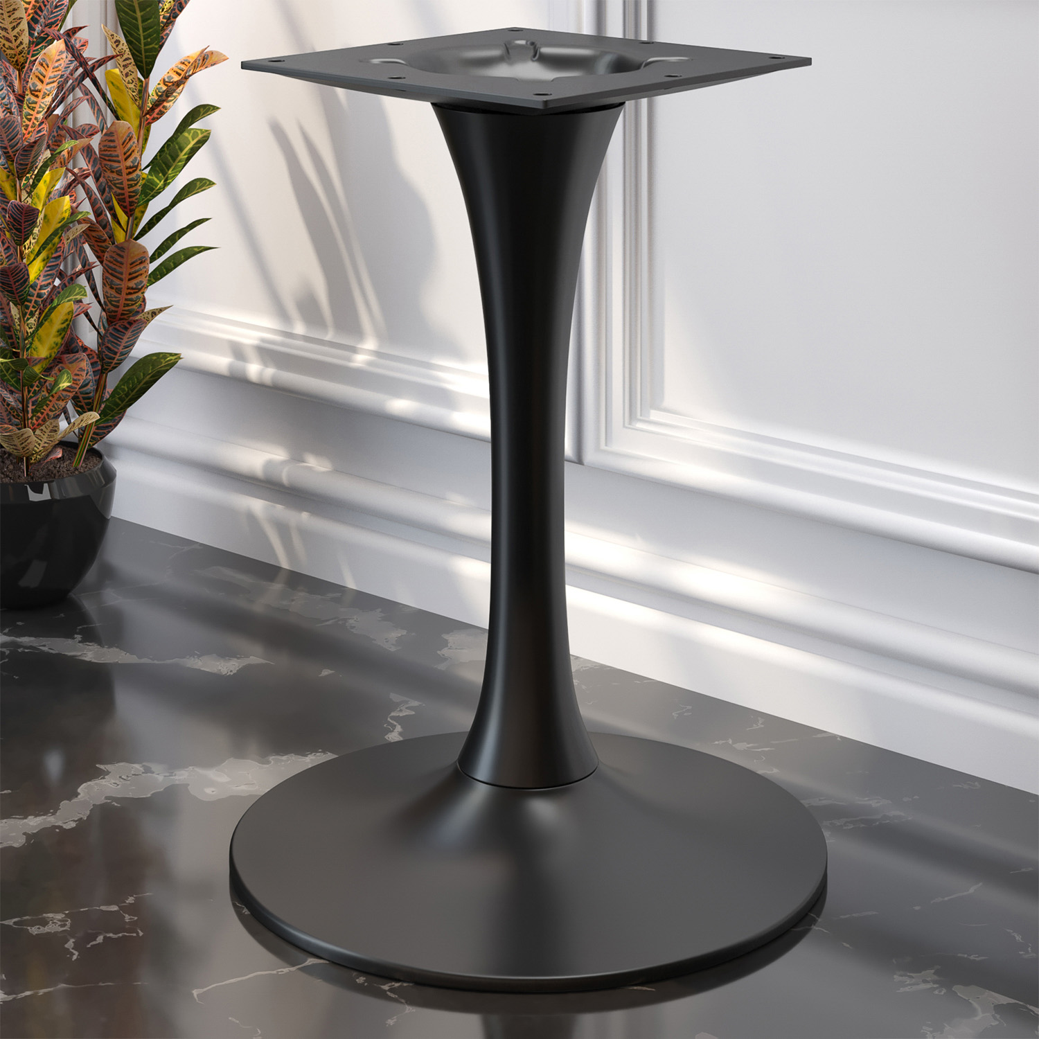 LEONARDO Restaurant Table Base Black Foot: Ø 50 cm Column: 10 x  73.5 cm GGM Möbel International GmbH