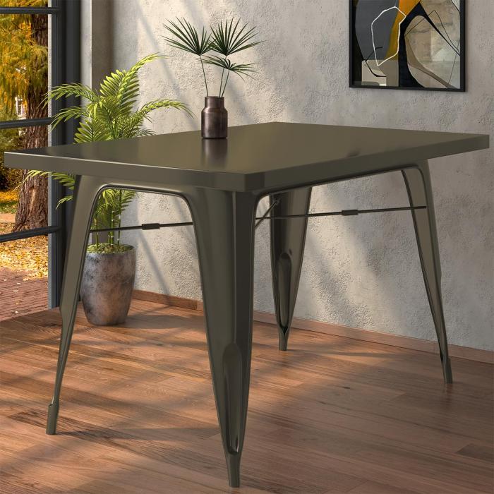 CALIFORNIA, Set tavolo e sedie stile Tolix, 4x sedia, 120x60cm