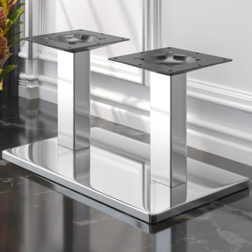 MADRID | Double Column Lounge Height Table Base | Stainless steel | W:D 40 x 70 cm | Column: 6 x 36 cm