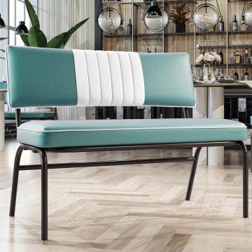 DINER | American Diner Bench | Turquoise | Striped | W:H 110 x 48 cm | Striped