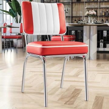 DINER STEEL CHROME | Diner Chair | Red | Leather