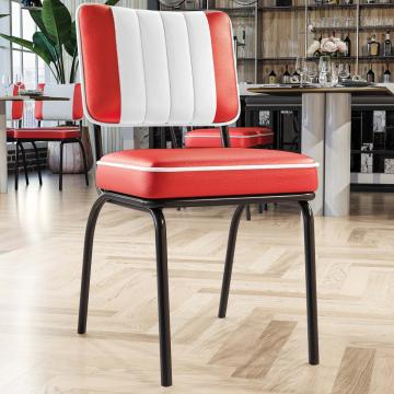 DINER STEEL BLACK | Krzesło do restauracji | Czerwony | Skóra