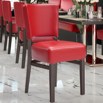 LUCA SMALL | Chaise de restaurant en cuir | Rouge | Cuir