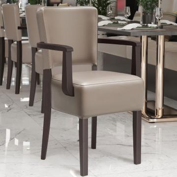 LUCA ARM | Restaurant Chair | Taupe | Leather