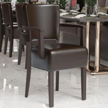 LUCA ARM | Restaurant Chair | Dark brown | Leather
