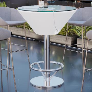 MARTINI | Tavolo alto per cocktail a LED | Ø:H 60 x 108 cm | RGB | Batteria | con anello per i piedi