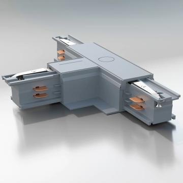 T Lighting Track Connector | Feeder / Flush mount | Light grey | 110V - 415V | 3 phases