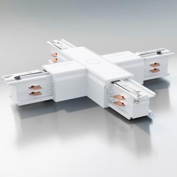 Conector en X para carril | Alimentador / Estructura | Blanco | 110V - 415V | 3 fases