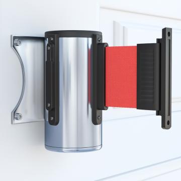 VINCENT | Wall Mounting Retractable Belt Barrier | 2m | Chrome - Red