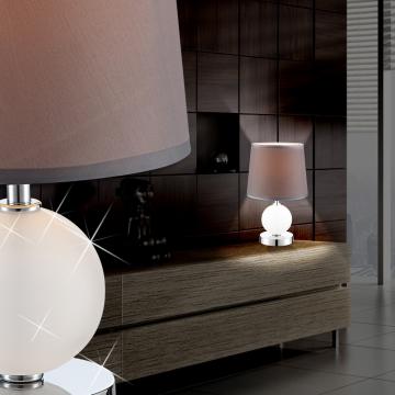 Lámpara de mesa con pantalla ↥300mm | Clásica | Tela | Marrón | Textil 