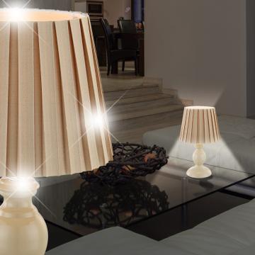 Lampa stołowa z kloszem ↥280mm | Klasyczna | Tkanina | Beżowa | Tekstylna