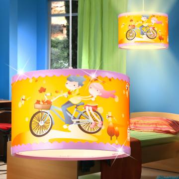 Cykel vedhæng lys Ø280mm | Stof | Skærm | Børn | Farverig | Gul