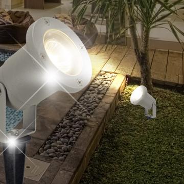 Reflektor z kolcem ziemnym ↥250mm | Srebrny | Aluminiowy | Lampa zewnętrzna