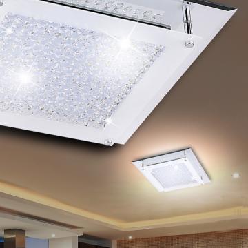 Kryształowa lampa sufitowa LED | Chrom | Lampa kwadratowa