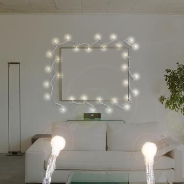 Light chain with small white balls, 50xLED
