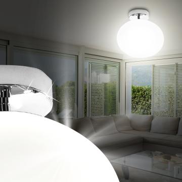 Nowoczesna lampa sufitowa Ø280mm | biała | chrom | szkło