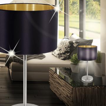 Lámpara de mesa con pantalla ↥420mm | Clásica | Tela | Negra | Dorada | Textil