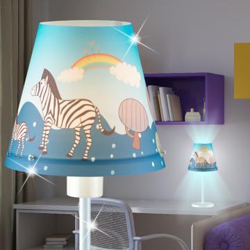 Zebra bordslampa ↥300mm | Tyg | Skärm | Barn | Blå