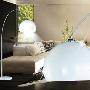 Modern Floor ↥2000mm | White | Glass | Stand Arc Lamp