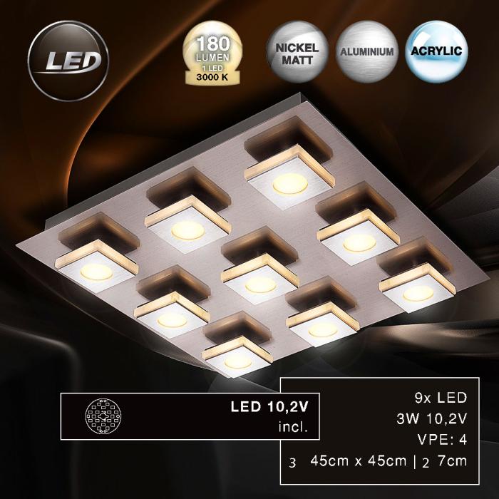 Plafoniera a LED Moderna | Argento | Alluminio | Lampada Plafoniera  quadrata Plafoniera a soffitto