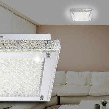 Cristal Plafonnier LED | Moderne | Chrome | Lampe Carrée