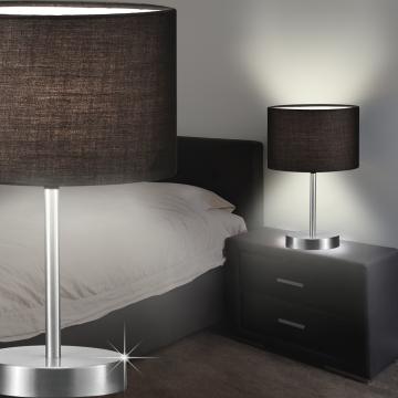 Lámpara de mesa con pantalla ↥320mm | Clásica | Tela | Negra | Textil