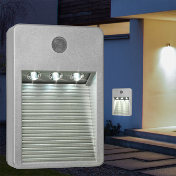 Wall light OUTSIDE Ø85mm | LED | Motion detector | Silver | Plastic