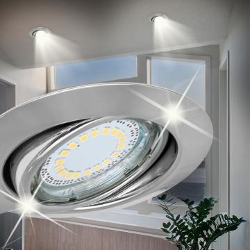 Sufit LED Ø90mm | Chrom | Reflektor łazienkowy | Wpuszczana lampa łazienkowa