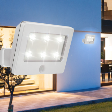 Veggspotlight UTE Ø120mm | LED | Bevegelsesdetektor | sølv | aluminium