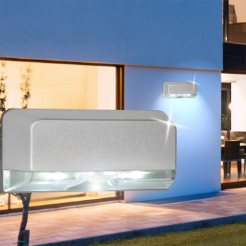Wall light OUTSIDE Ø90mm | LED | Motion detector | Silver | Plastic