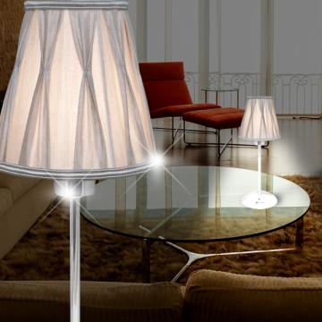 Schirm Tisch Leuchte ↥360mm | Stoff | Silber | Stoff | Textil