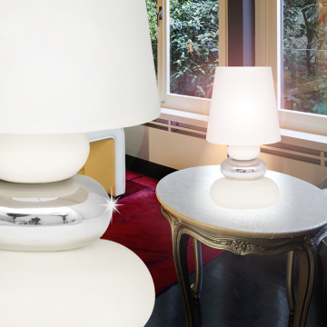 Skärm bordslampa ↥300mm | Classic | Tyg | Vit | Textil | Keramik
