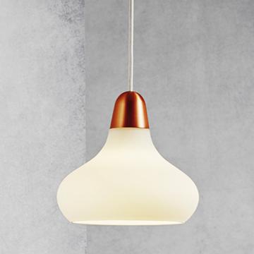 Lampa wisząca retro Ø210mm | nowoczesna | biała | miedziana | szklana