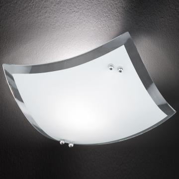 Ceiling lamp 1xE27 23x23cm chrome glass white sat. | edge clear