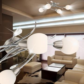 Ceiling Light Silver | Glass | Stainless Steel | Lamp Leaves Ceiling Lamp Ceiling Light