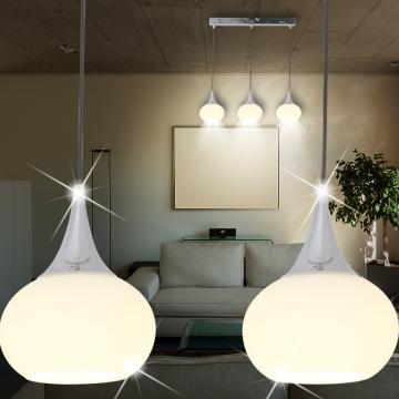 Retro hängande lampa Ø130mm | LED | Modern | Vit | Krom | Glas