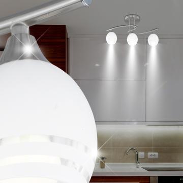 Plafondlamp Zilver | Wit | Glas | Roestvrij Staal
