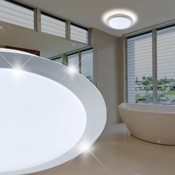 LED Decken Leuchte Ø300mm | Weiß | Silber | Kunststoff | Lampe Rund Deckenlampe Deckenleuchte