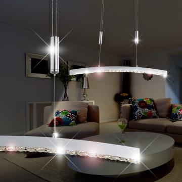 Gebogen Hänge Leuchte LED | Kristall | Modern | Chrom | Pendel Lampe Höhenverstellbar