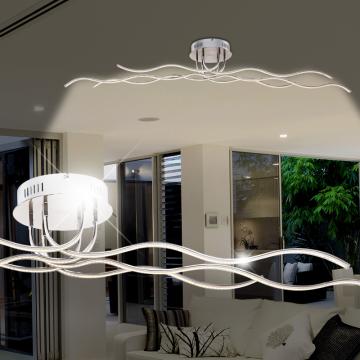 LED-taklampe moderne | sølv | rustfritt stål | Lampe bølger taklampe taklampe