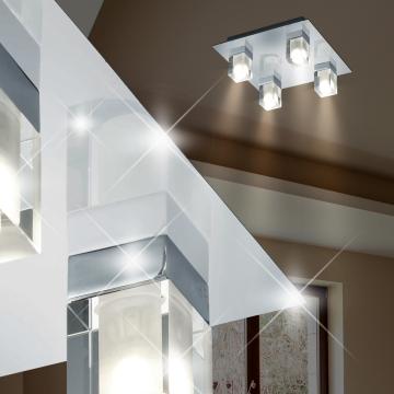 Szklana kostka łazienkowa LED | Nowoczesna | Chrom | Lampa łazienkowa 
