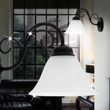Lampa ścienna Country House Ø155mm | Rustykalna | Czarna | Szklana | Metalowa