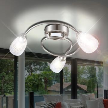 LED Decken Leuchte Silber | Glas | Edelstahl