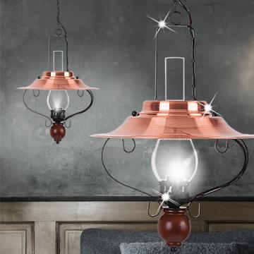 Country house pendant lamp Ø385mm | Rustic | Maritime | Copper | Brown | Wood 