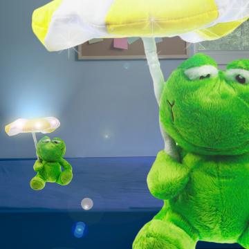 Żaba Lampka nocna LED | zielona | tkanina | zwierzak przytulanka dla niemowląt