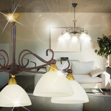 Rustik hängande lampa Ø660mm | Country House | Gyllene | Brun | Glas | Metall